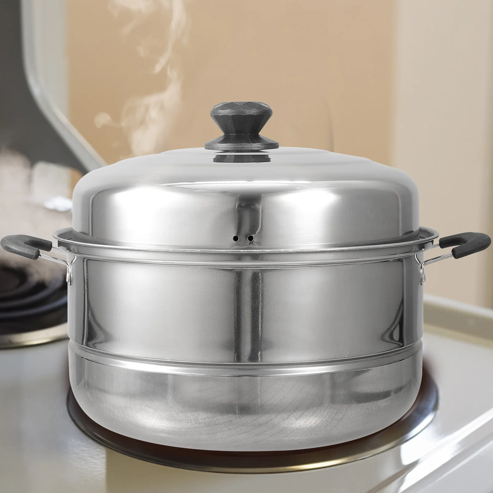 

1Pcs Stainless Steel Steam Pot Double-Layer Food Steamer for Soup Dumplings Vegetables Cooking Kitchenware Steam Pot