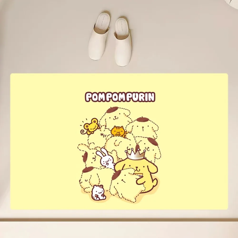 MINISO Pom Pom Purin Cute Floor Mat  Anti-Slip Bathroom Kitchen Bedroom Living Room Entrance Rug Home Decor