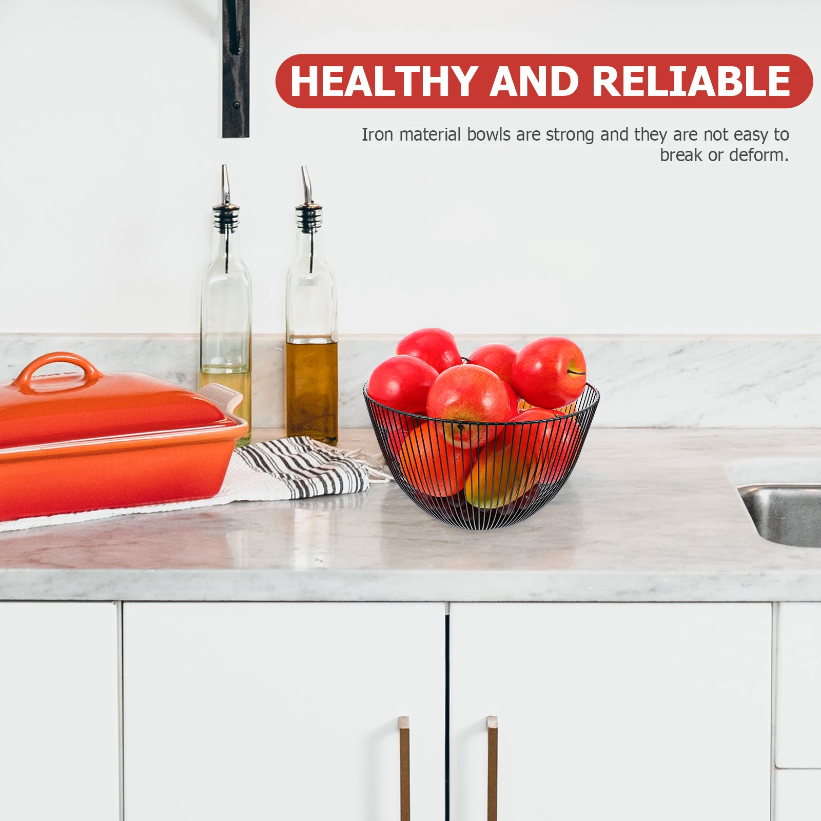 

2pcs Fruit Baskets Storage Bowls Snack Holders Black Iron Fruit Baskets Color Lightweight Kitchen Bar Use