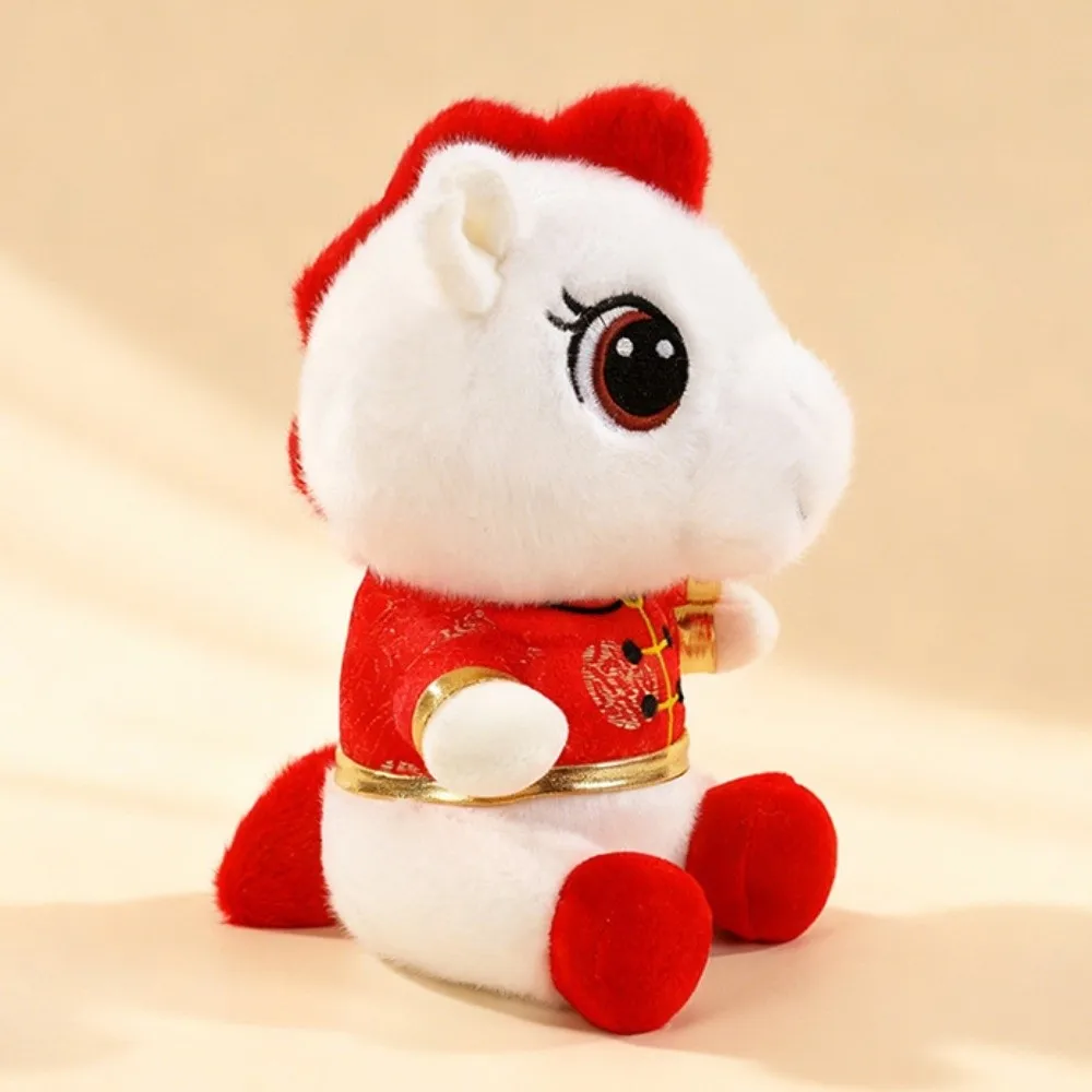 Divertido disfraz chino 2026 caballo muñeco de peluche mascota lindo caballo de peluche juguete blanco creativo pony del zodiaco estatuilla decoración del hogar
