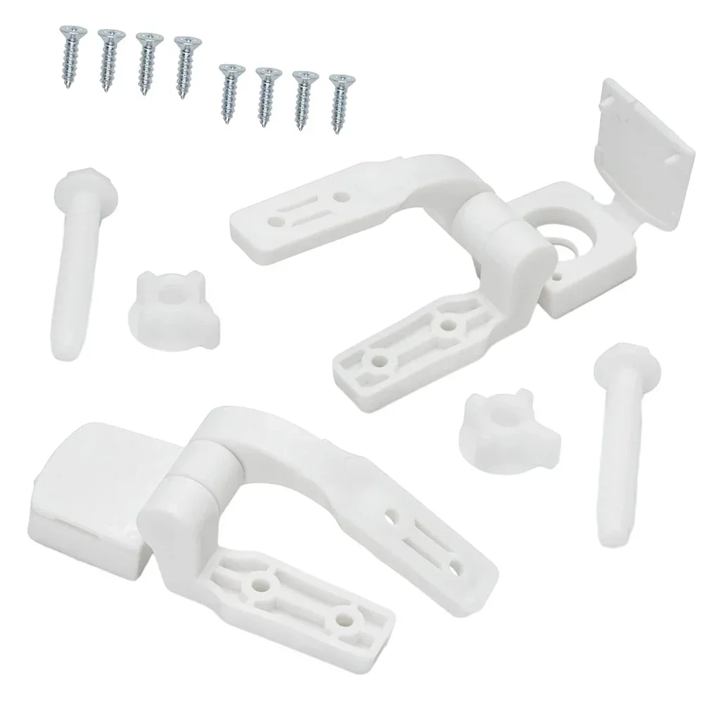 1 Pair White Plastic Toilet For Seat Lid Hinge Replacement With Bolts Screw Nuts Toilet Hinge Cover Ring Connection Component