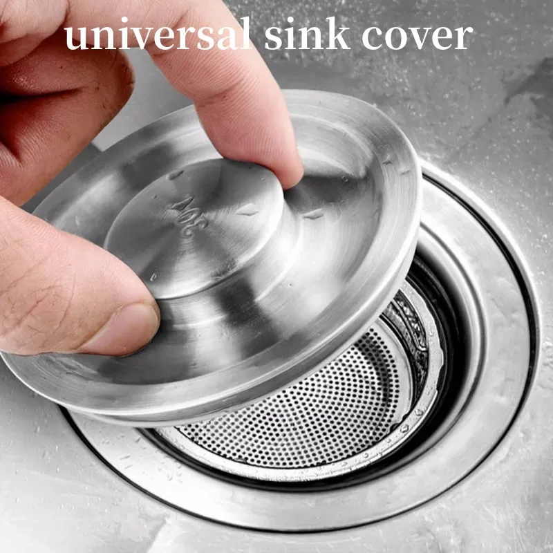 Stainless Steel Kitchen Sink Strainer Plug 99%  Sink Drain Cover Filter Basket With Handle Waste Filter Mesh Kitchen Accessories
