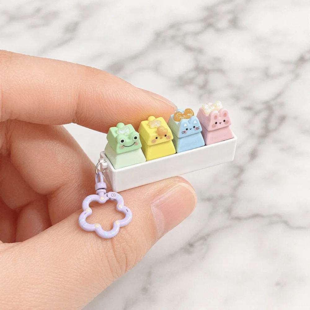 Finger Button Anti-stress Pendant Aninal Keycap Cheese Fidget Keychain Pass The Time Decompression Keyring Children Adults