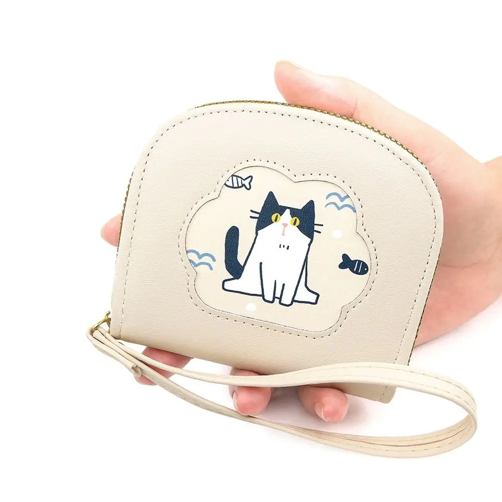 

Ins Multi-card Slot Cute Cat Short Wallet Cartoon Korean Style PU Leather Card Bag Zipper Clutch Bag Card Holder Outdoor
