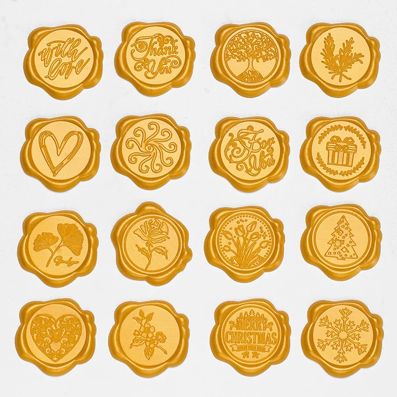 Wax Seals Stamp Stickers DIY Gift Invitation Envelope Decor Stickers Wax Label Heart Flowers Tree Christmas Pattern Wax Sticker