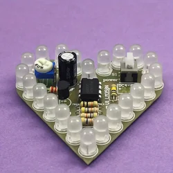 1pc DIY Heart Shape Breathing Lamp Kit Red Breathing Light Electronic Kit Love Shape Electronic Kit Welding Kit