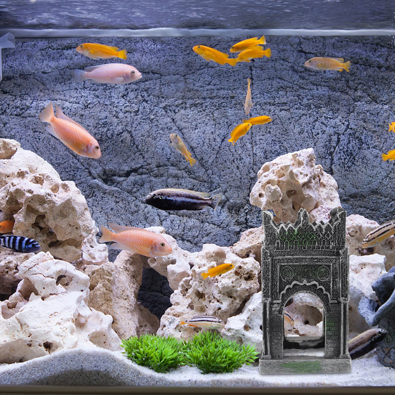 

Resin Castle for Fish Tank L scaping Decoration Aquarium Scene Decor Garden Micro Fish Tank L scaping L scape