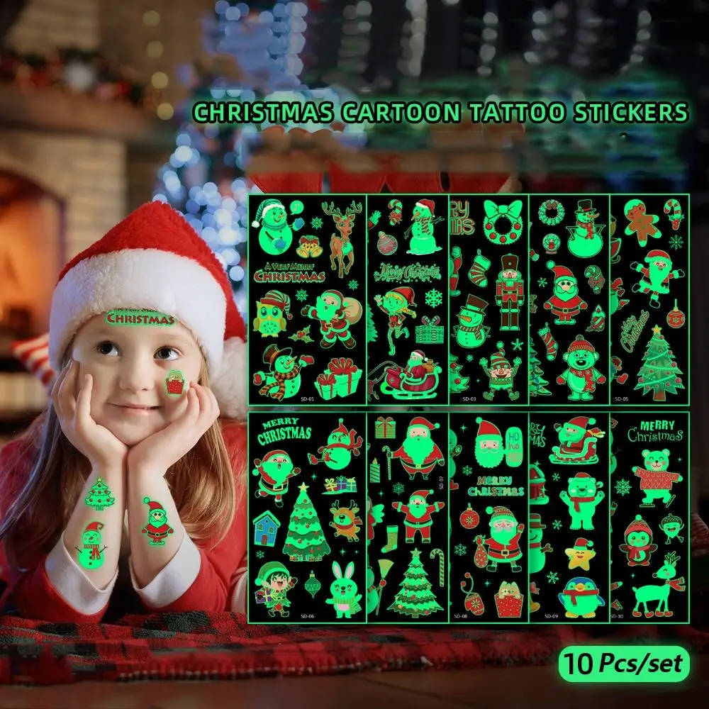 

Fake Tattoo Xmas Decoration New Year Holiday Christmas Temporary Tattoo Fake Tattoo Body Art Stickers Luminous Tattoo Sticker