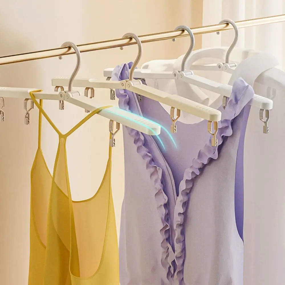with Clip Foldable Clothes Hanger Multi-functional Portable Travel Clothes Rack Plastic Space Saving Clothes Drying Tools