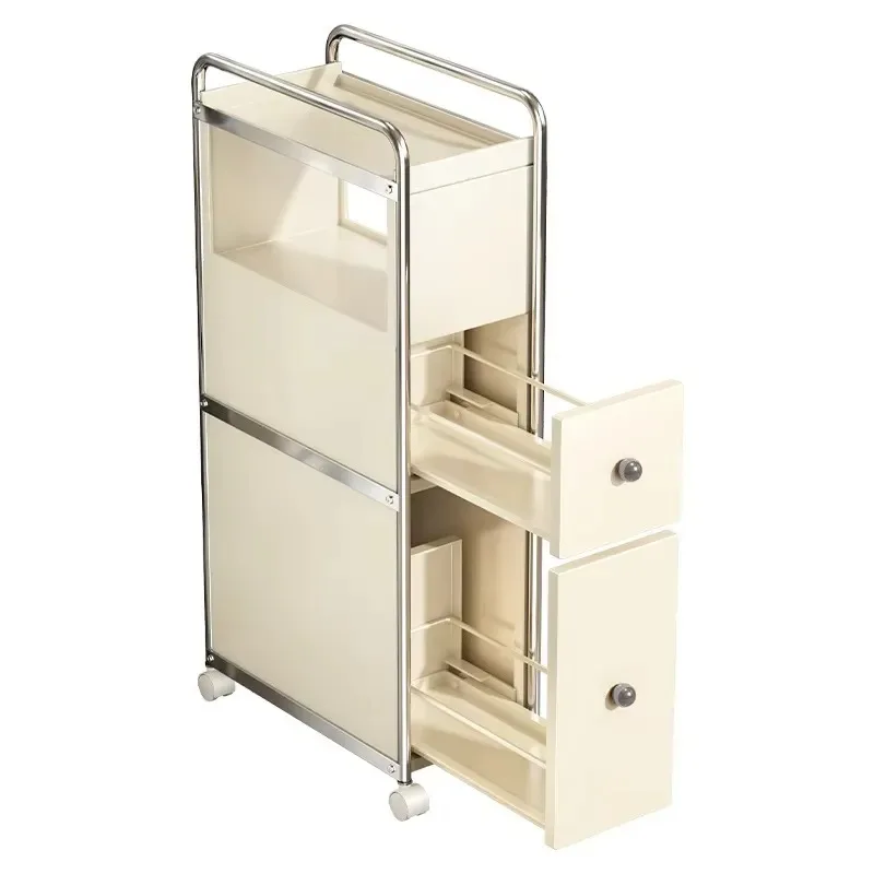 3 Tier Metal Bathroom Storage Rack Modern Minimalist Narrow Gap Filler Cabinet Toilet Side Organizer Shelf for Small Spaces