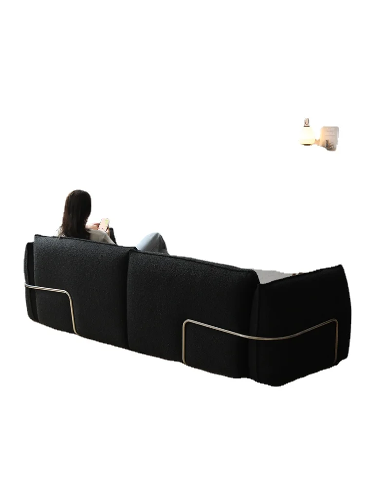 PQF Sofa Fabric Living Room U-Color Three-Seat Minimalist Sofa