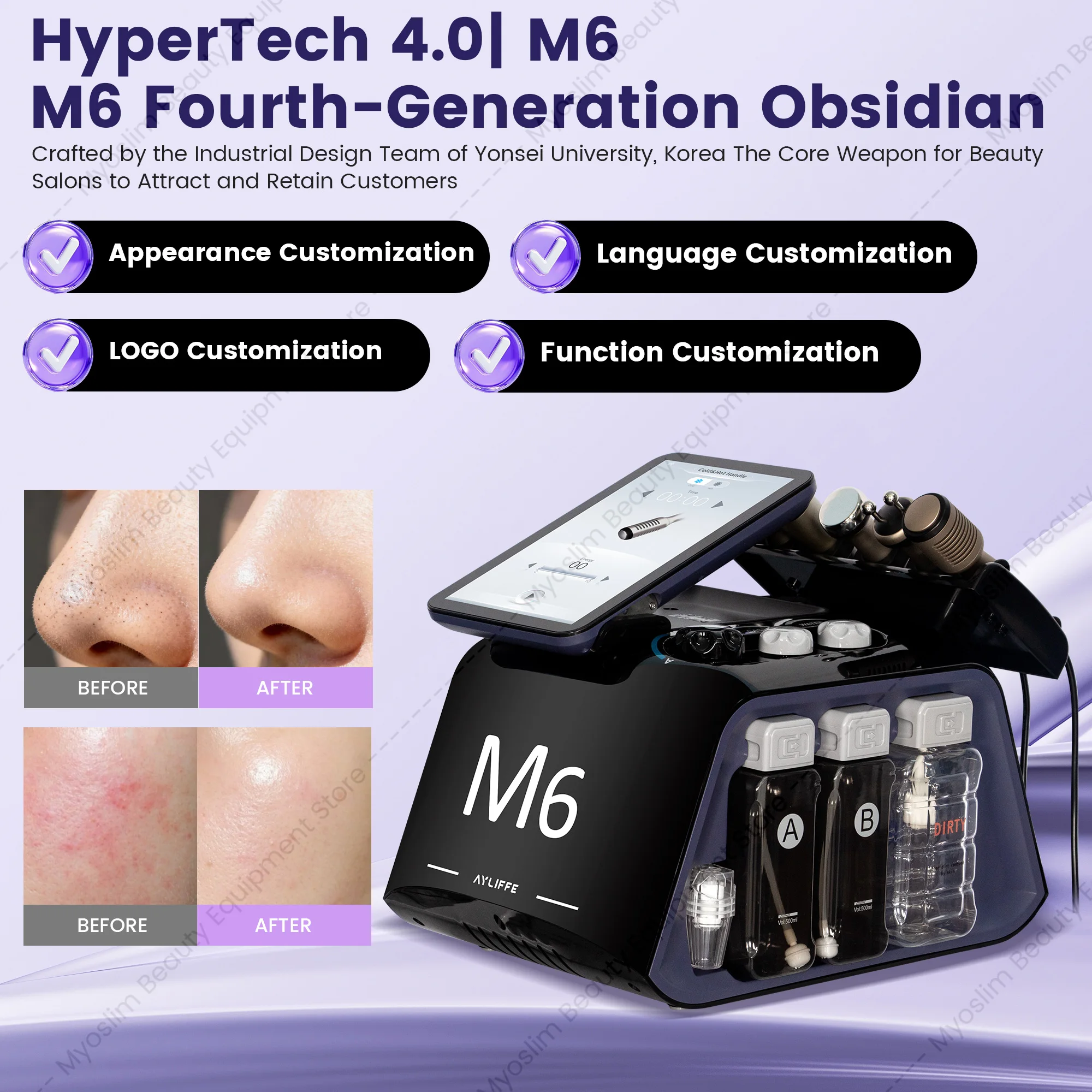 6IN1 Oxygen Dermabrasion Machine Deep Skin Cleaning Facial Whitening Microdermabrasion Blackhead Removal Home Beauty Care Device