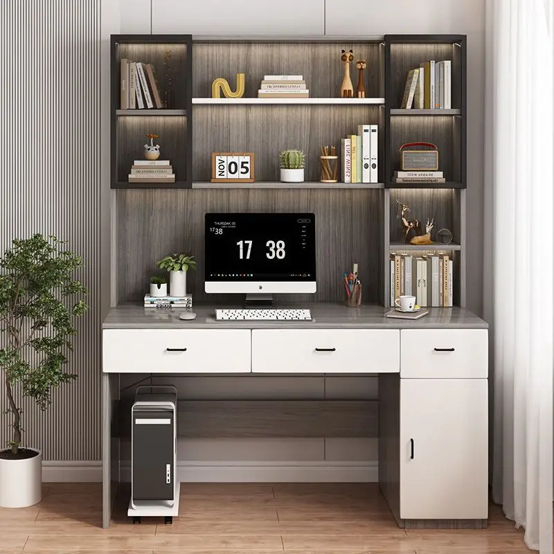 

Computer Desk Bookshelf Bookcase Integrated Table Bedroom Writing Desk with Drawer Writing Table Student Home Study Office Table