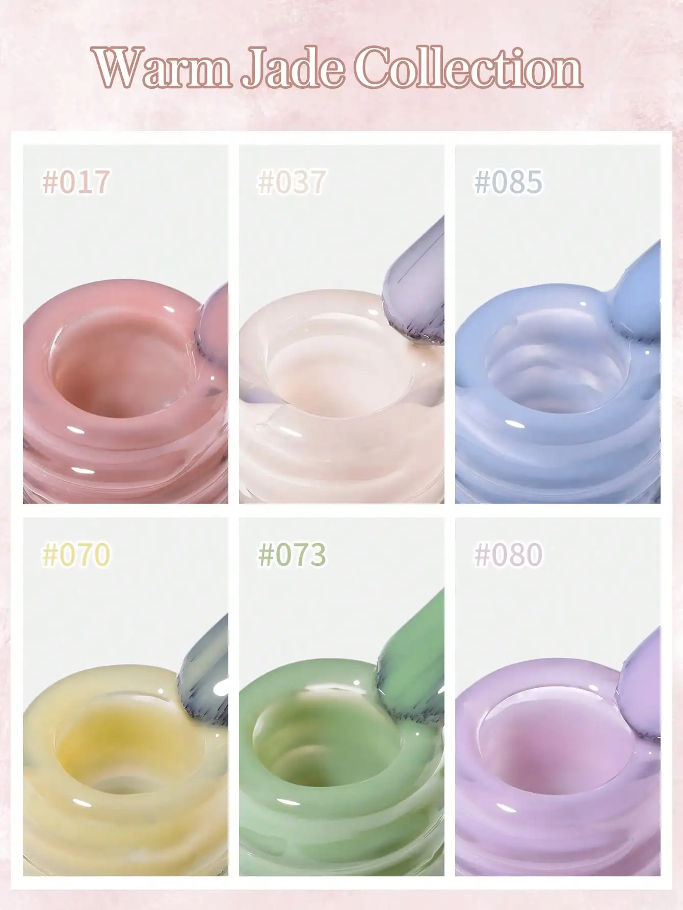 6pcs 15ml Warm Jade Jelly Ice Gel Nail Polish Set, Long-lasting Popular Color Gel Varnish Kit, Soak Off UV/LED Gel Polish