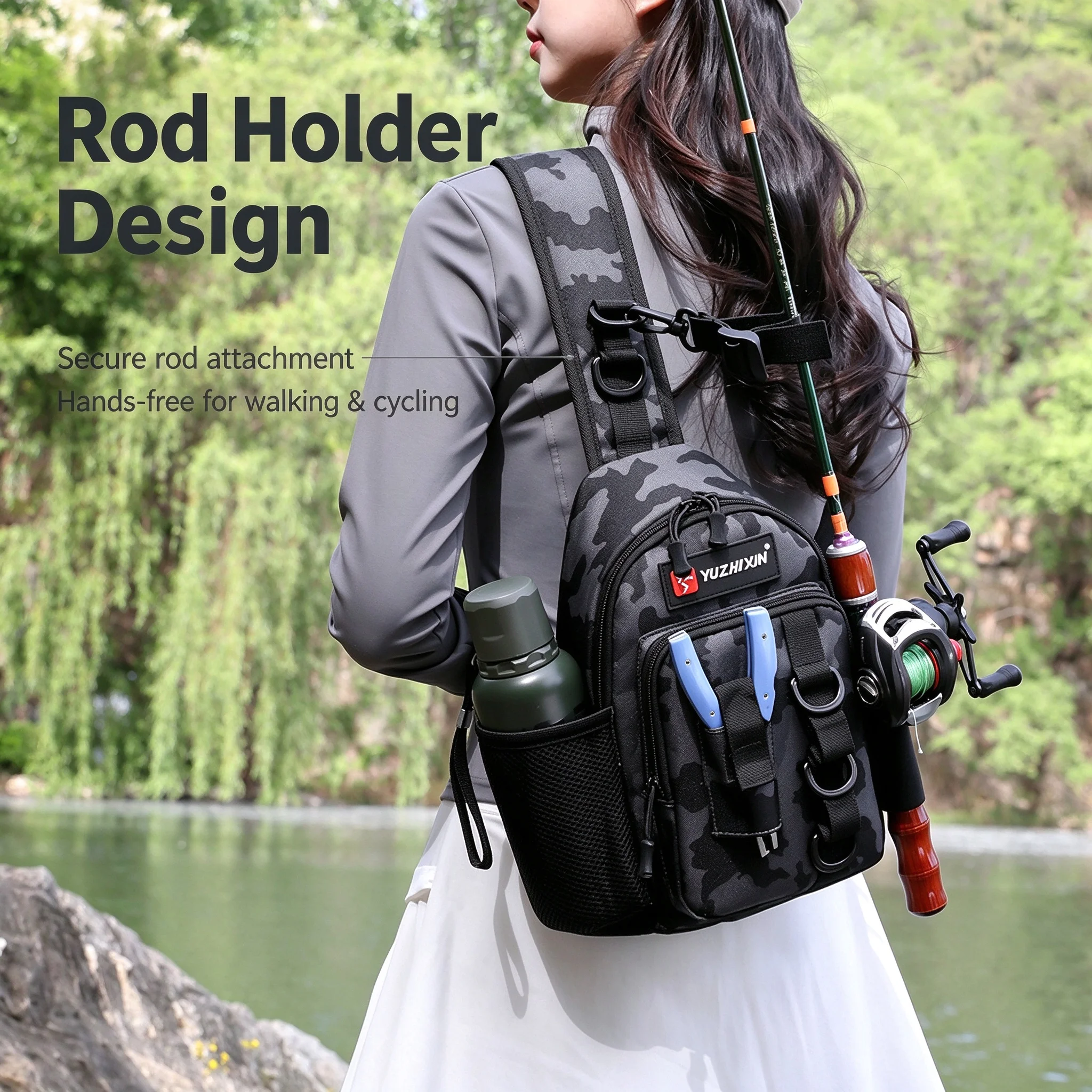 Multifunctional Waterproof Fishing Rod Bag Crossbody Sling Lure Tackle Storage Bag Outdoor Valley Ma Fishing Gear Bag