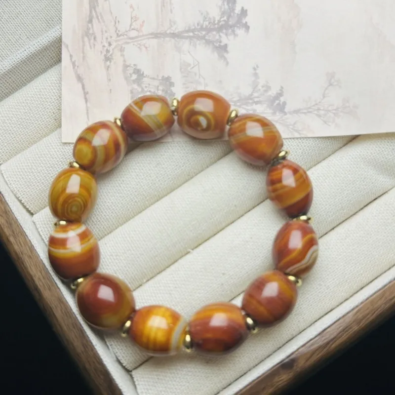 

Natural Agate Silk-wrapped Bead Bracelet, Men's and Women's Bracelets, New Fashion Style