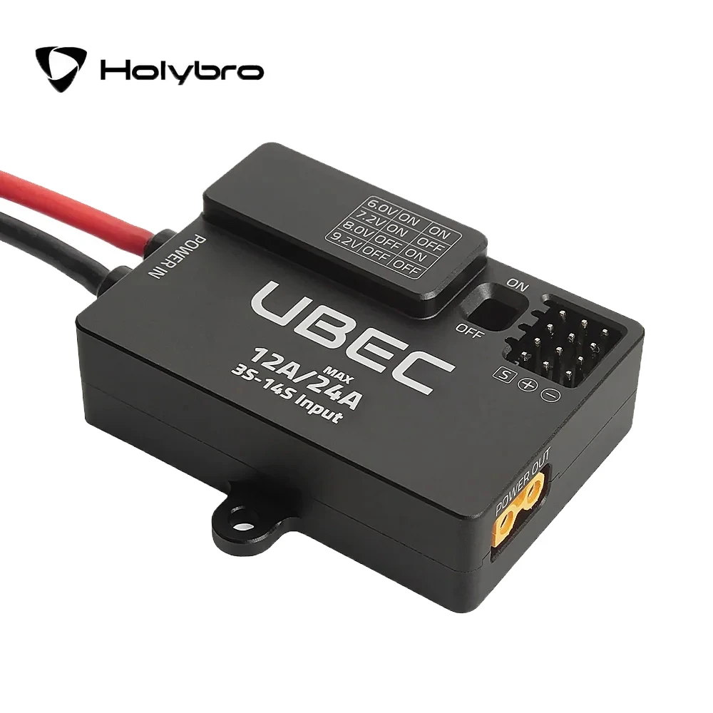 

Holybro UBEC 12A (3-14S) Синхронный понижающий регулятор XT30 Регулируемое выходное напряжение 6,0 В/7,2 В/8,0 В/9,2 В для RC FPV Drone