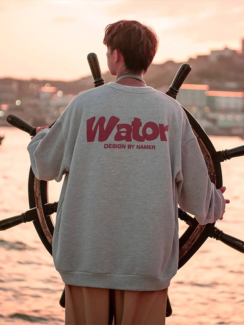 

Retro Oversize Sweatirt Men's round Ne American Sle Heavyweight Spring Autumn Trendy Brand Youth Casual Loose Fit