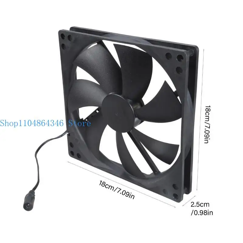 DC12V 180mm Computer Case Fan Double Ball Bearing 1800RPM Cooling Fan For Router Modem Cabinet And Kitchen Ventilation