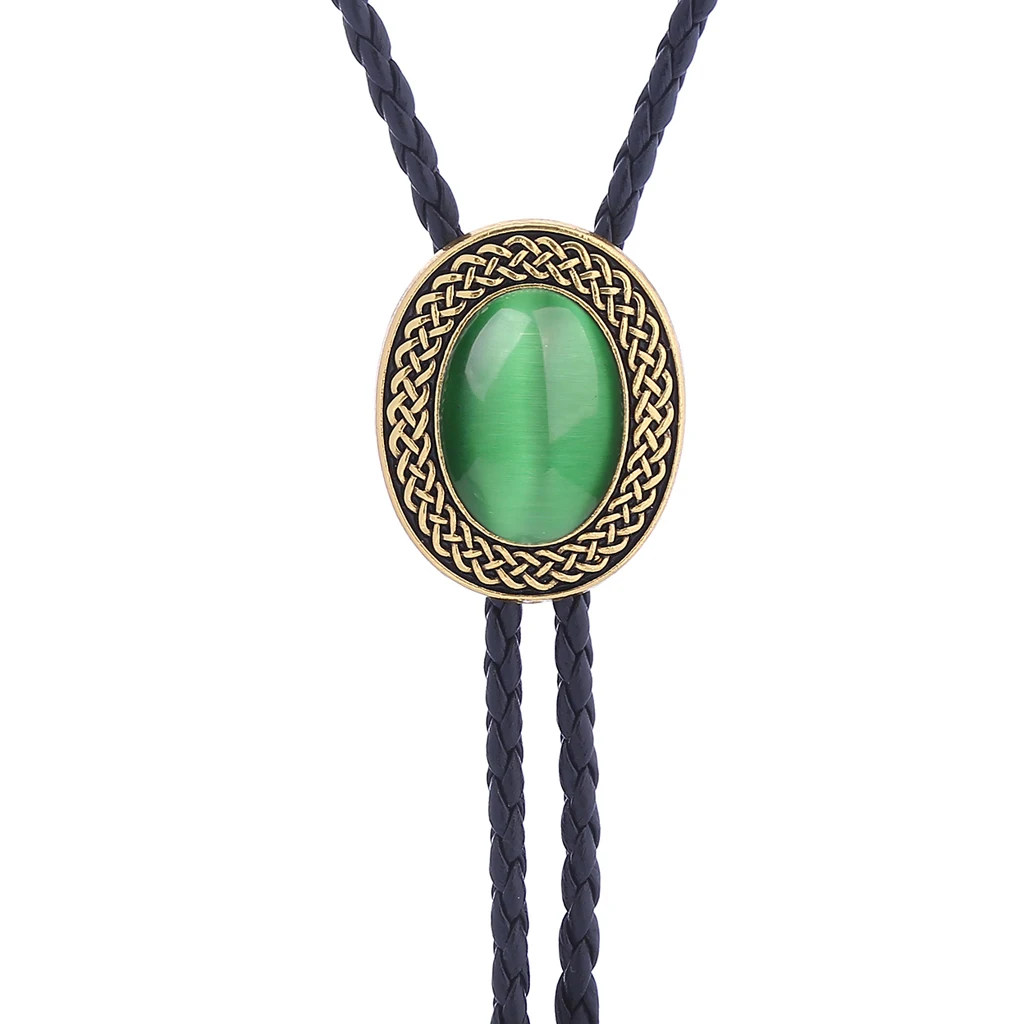 Corbata dorada con patrón celta ovalada retro bolo