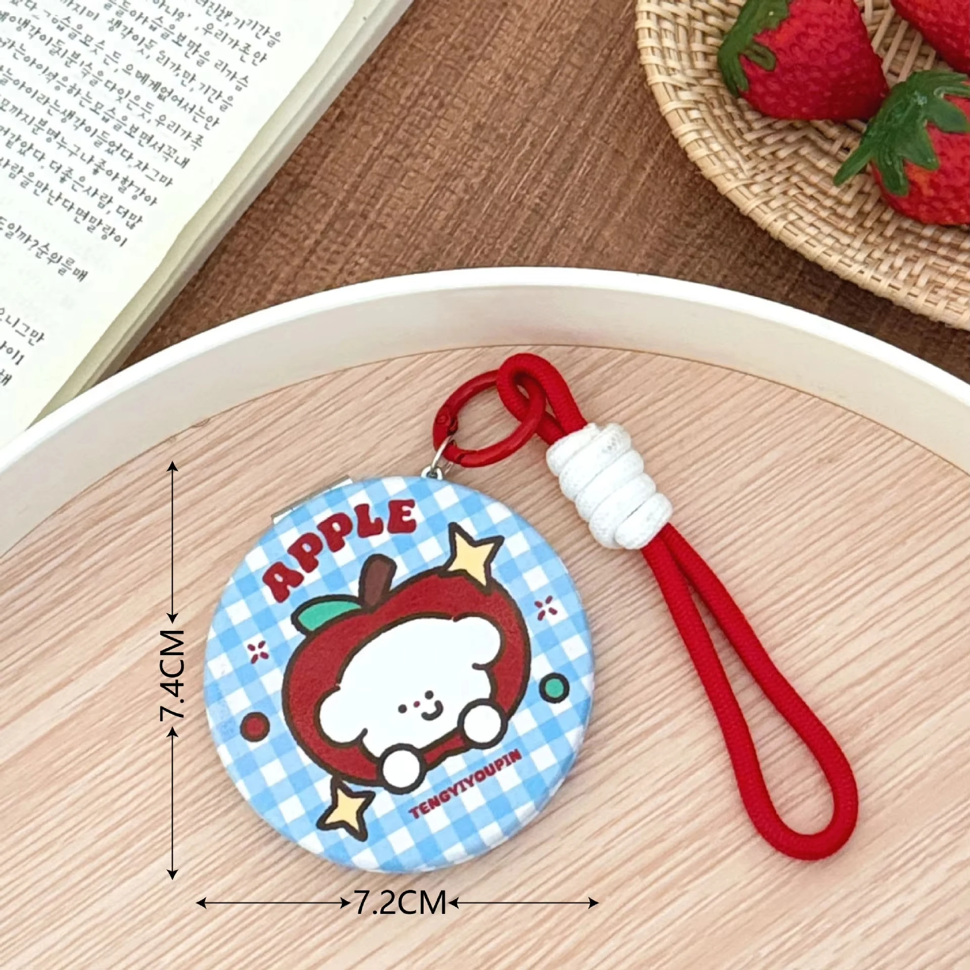 Compact Makeup Mirror Keychain Folding Portable Makeup Mirror Cartoon Folding Mirror Pu Leather For Travel Gift Handbag