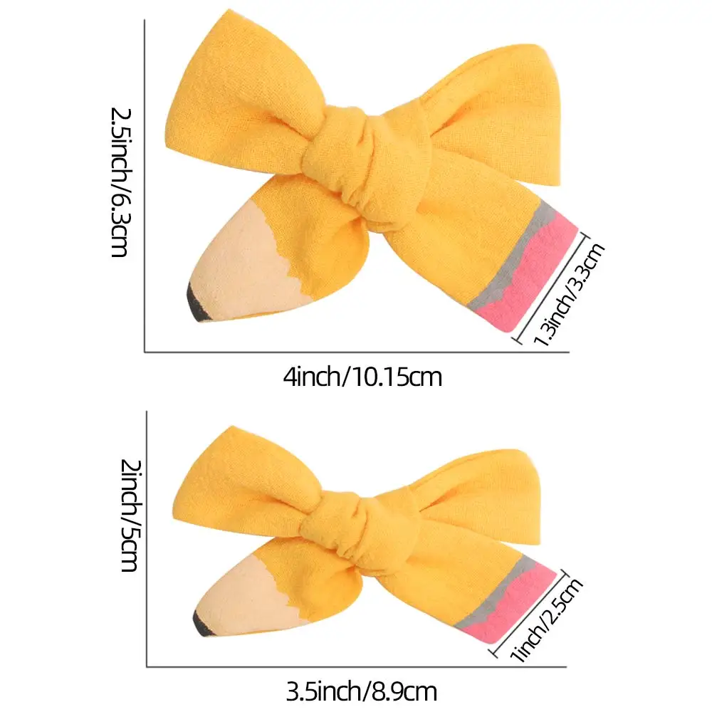 2 Cái/lốc Về Lại Trường 3.5Inch Grosgrain Dây Thắt Nơ Kẹp Tóc Cho Bé Gái In Hình Đen Nơ Tóc Barrettes Cho trẻ Em Mũ Đợi Đầu Đa Năng