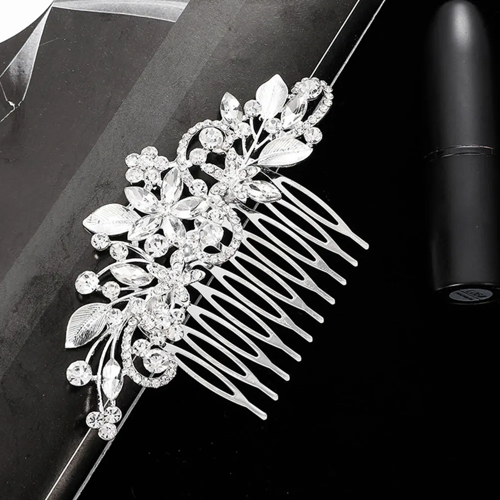 

2Pcs Bride Hair Comb Elegant Rhinestone Wedding Headdress Unique Craft Party Hair Accessories Wedding Headdress