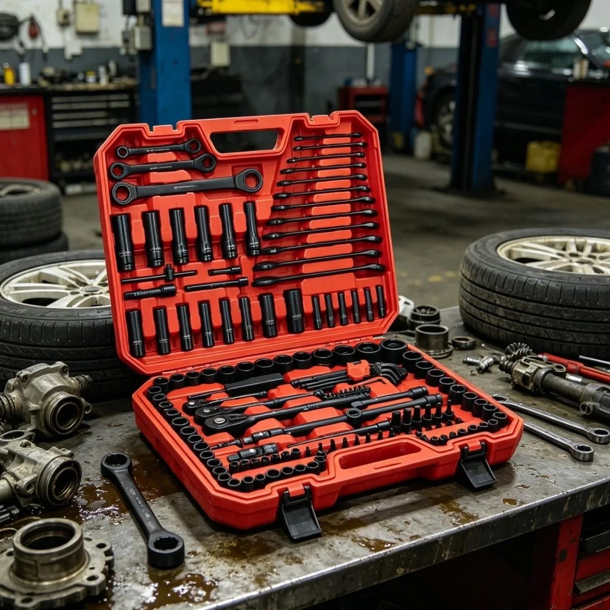 150PCS 72T Impact Grade Cr-V Car Tool Set, Pneumatic Mechanic Wrench Kit for Sedan Repair