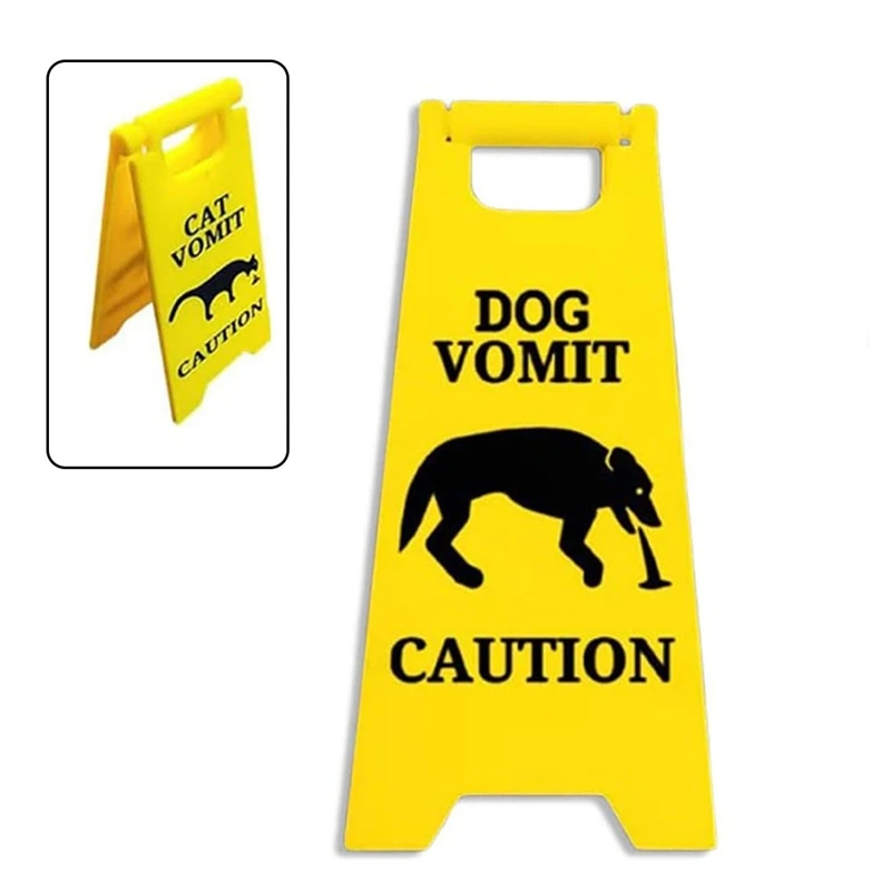 Vomit Sign,4 Inch Vomit Wet Floor Sign,Vomit Warning Sign Decoration Yard Sign