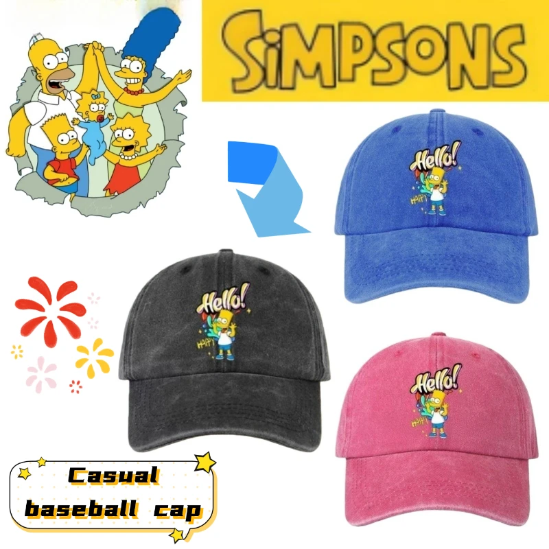 Gorra de béisbol con estampado de Los Simpson, Homer y Bart, de visera ancha, para estudiantes, hombres y mujeres, para exteriores, protección solar