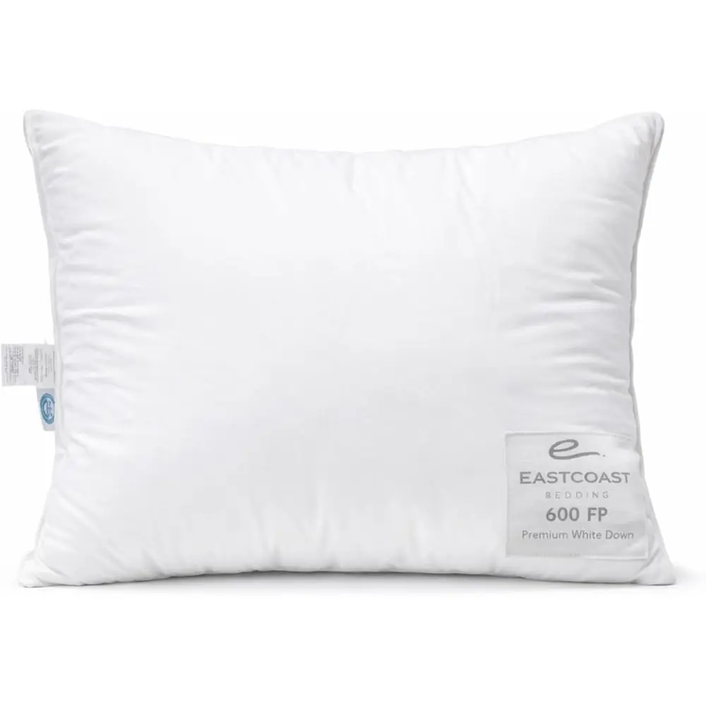 

100% White Down Pillow, No eathers, 600 ill Power, 400 Thread Count Cotton Shell, irm Lot, King 20x36, 1 Pack