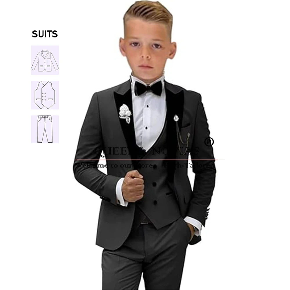 Classic Boy Suits For Wedding Black Notch Lapel Prom Blazer Formal Party Clothing Prom Blazer Tailored Children Birthday Tuxedos