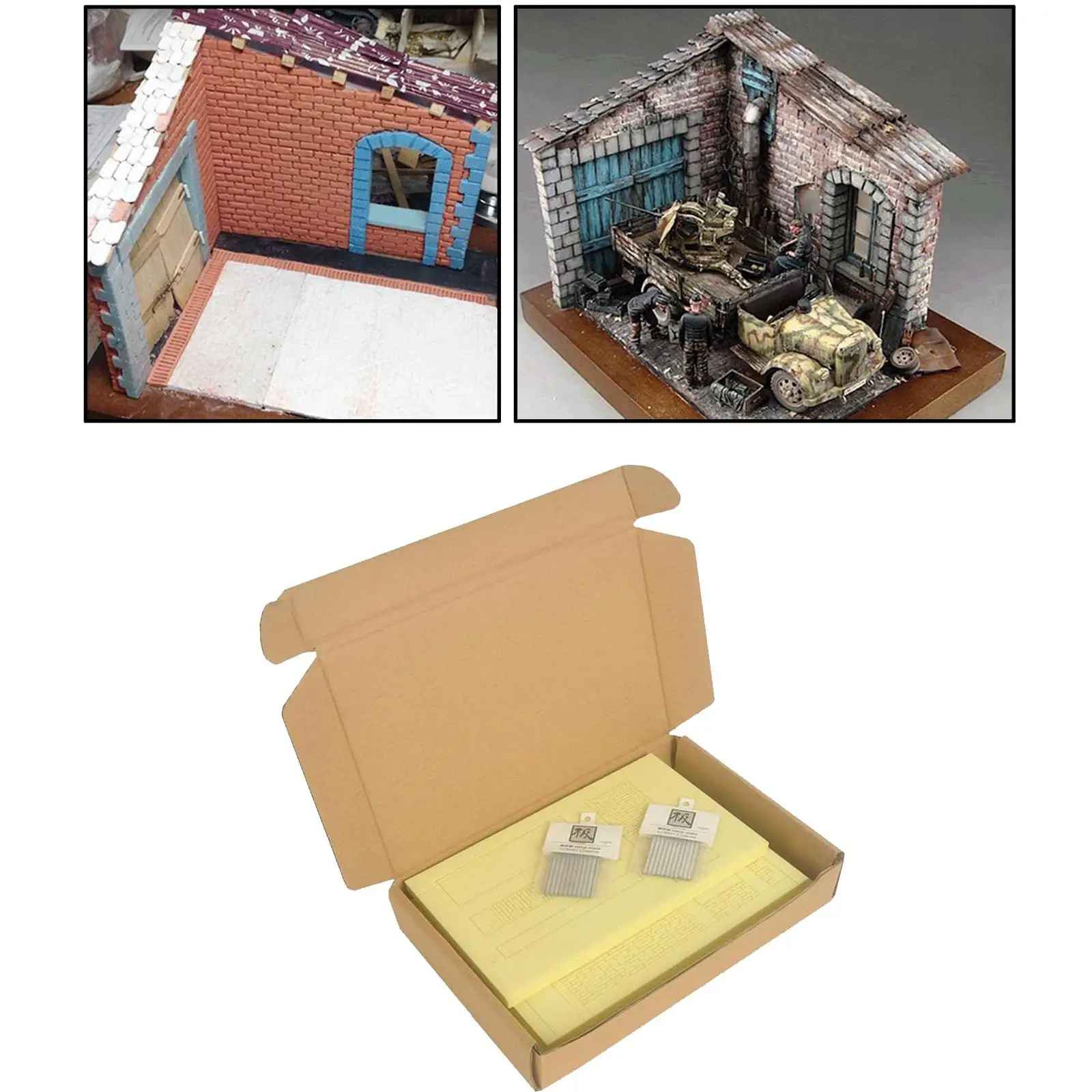 DIY Building Puzzles Model Wood Ruins House 1:35 Sand Table War Scene Layout