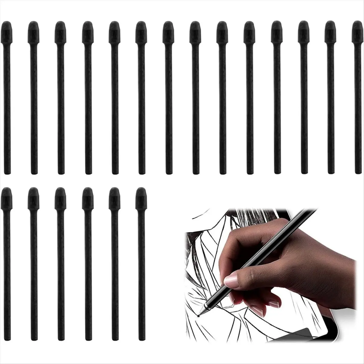 【Best Seller】20PCS Pen Tips Replacement, Pencil-Feel Nibs, Pen Tips for Digital Writing/Drawing Compatible, for Students, Artist