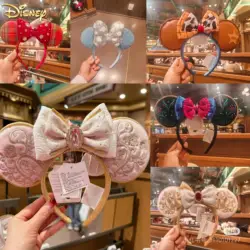 Disney Lilo & Stitch hoofdband cartoon geborduurde striksteek metalen badge Shanghai Disneyland Pu lederen Mickey hoofddeksels cadeau