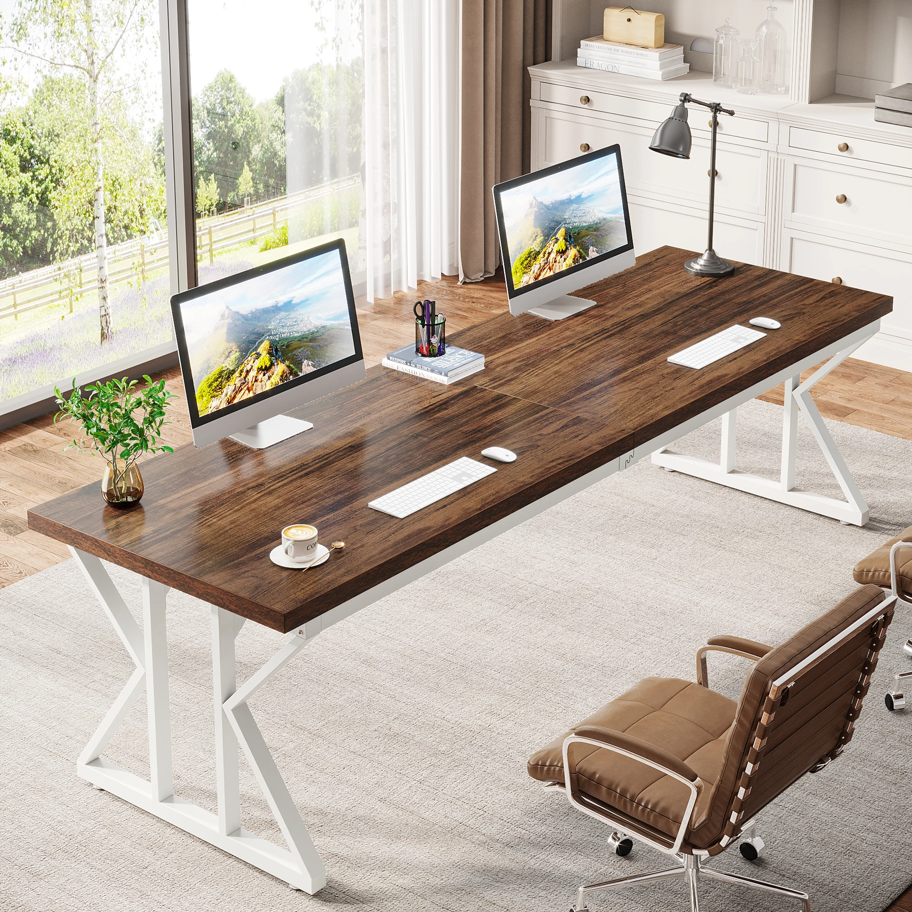 Tribesigns 78.7-Inch Executive Desk, Large Computer Office Desk Workstation, Laptop Desk Study Writing Table Business Furniture