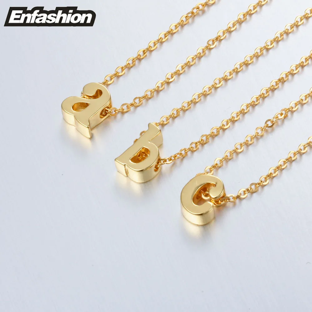 Enfashion Small Letter Necklaces Pendants Alphabet Initial Necklace Gold Color Choker Necklace For Women Jewelry Kolye Collier