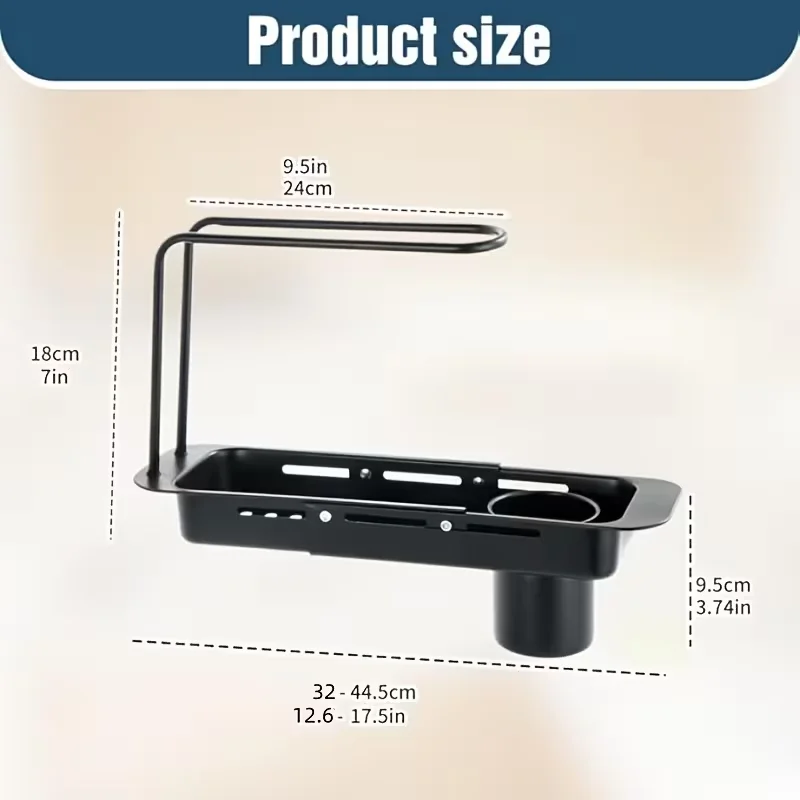 Sleek Design, Expandable Stainless Steel Kitchen Sink Organizer - Dish Draining Rack with Sponge Holder, Fits All Sinks view 4
