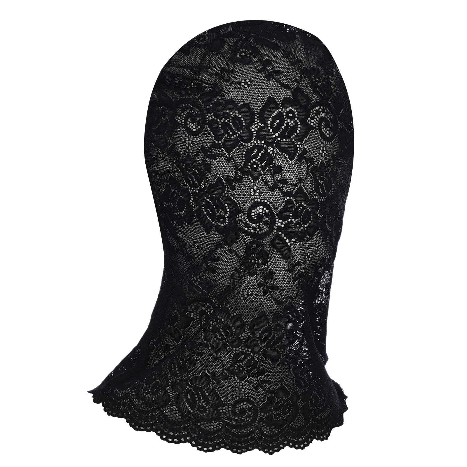 Men Women Cosplay Lace Mask See Through Full Face Head Cover Hat for Halloween Clubwear Couple Game Prop Masquerade Parties Mask