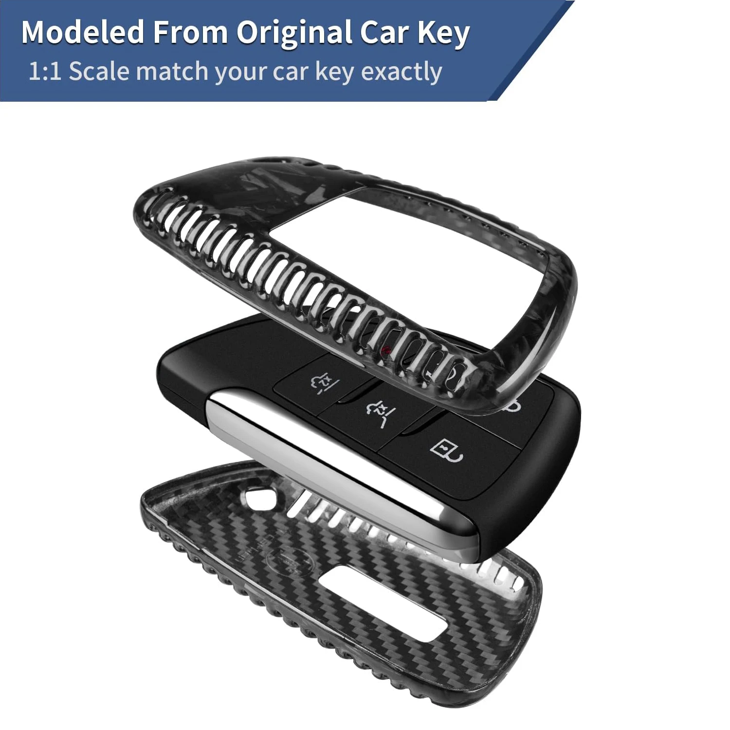 Forged Carbon Fiber Key Cover for Chevrolet & GMC Sierra Yukon Canyon Denali Chevy Silverado Suburban Tahoe 2025 Key Shell Case