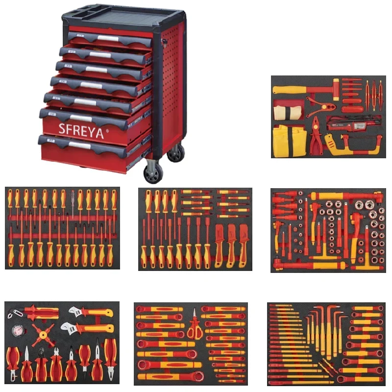 S691-198 SFREYA VDE 1000V Insulated Insulation tools case double color 198pcs Combination Tool Set