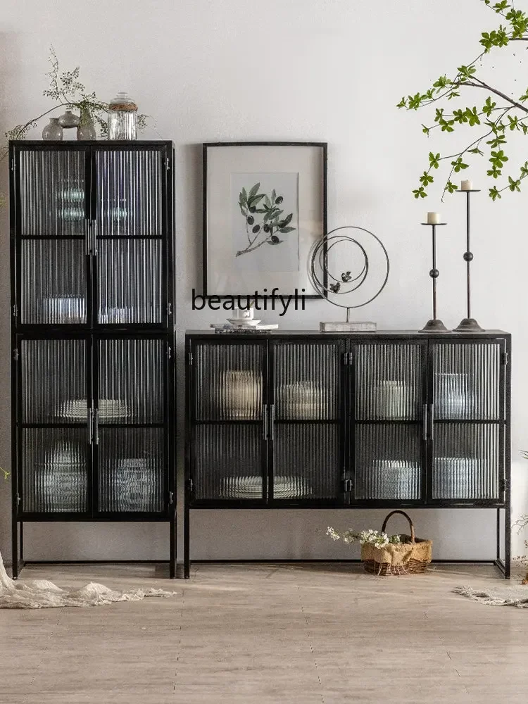 cc182R11 Tempered Glass Light Luxury Dining Side Hallway Display Cabinet Living Room Four-Layer High Cabinet Wine Storage Cabin