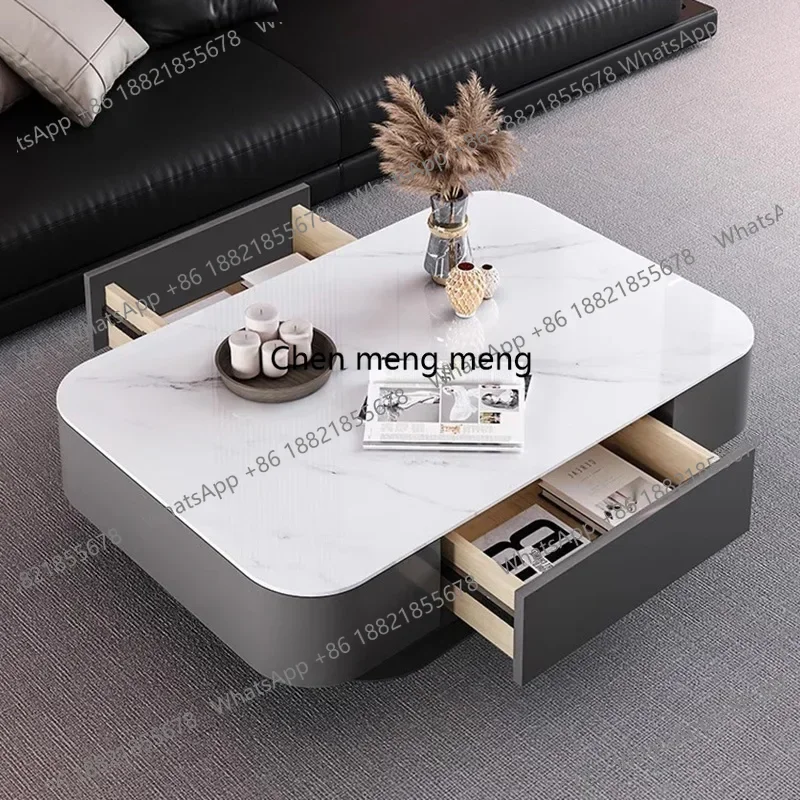 HR  European Storage Coffee Table Organizer Drawer Unique Trendy Luxury Coffee Table Rectangle Modern Coffee Table Furniture