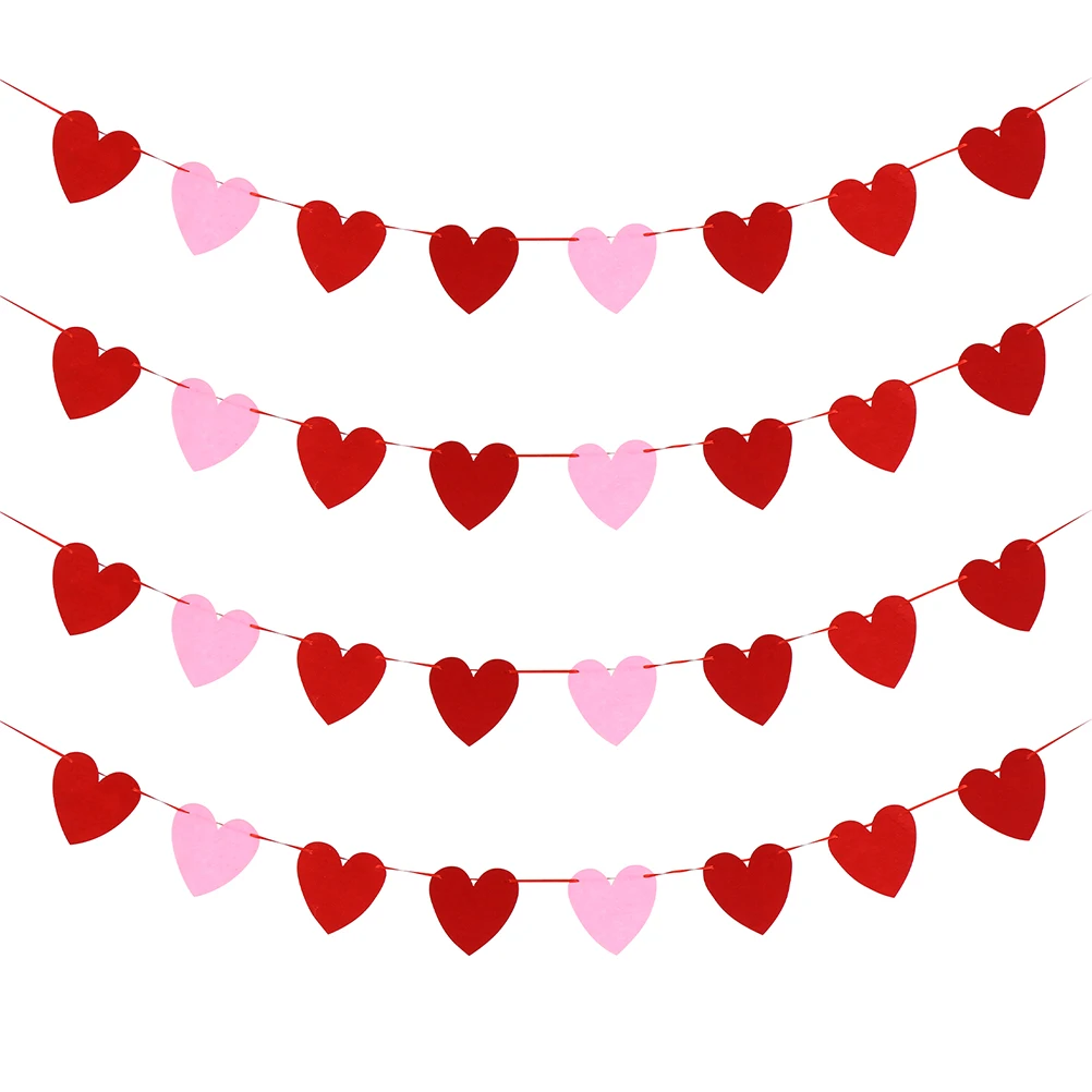 

Love Flag Happy Valentiens Felt Garland Valentines Day Banner Lover's Hanging Decorations Wedding