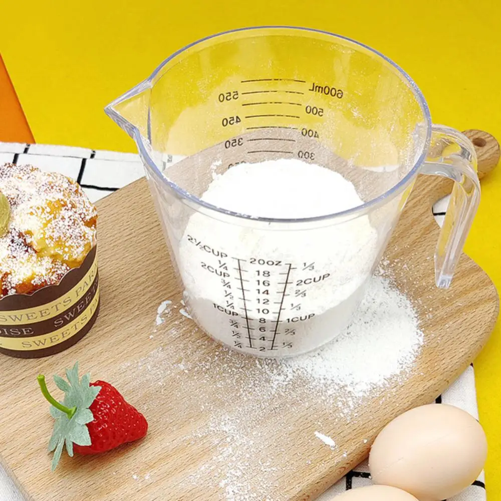 Taza Medidora de 300/600/1000 ml, Transparente, Resistente al Calor, de Plástico, para Leche y Agua, con Escala, Apta para Microondas, Herramienta para Hornear