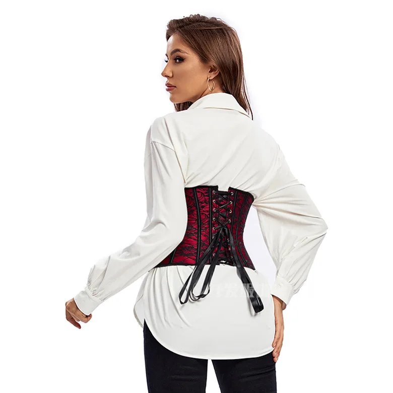New bone clothes Corset autumn and winter wear with retro lace outer wear waist and back clip five buttons palace plastic waist