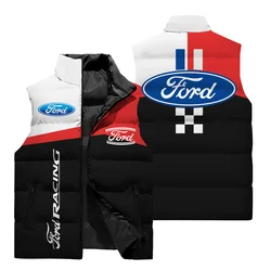 2024 New Men's Outdoor Sports Tank Top 3D Digital Print Ford Car Logo Vest Men's Motorcycle Riding Sleeveless Jacket Coat