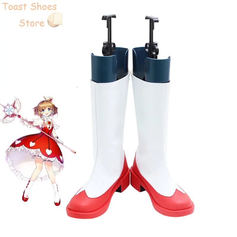 

Red Sakura Cosplay Shoes Anime Card Captor Sakura Cosplay Props PU Shoes Halloween Carnival Boots Costume Prop