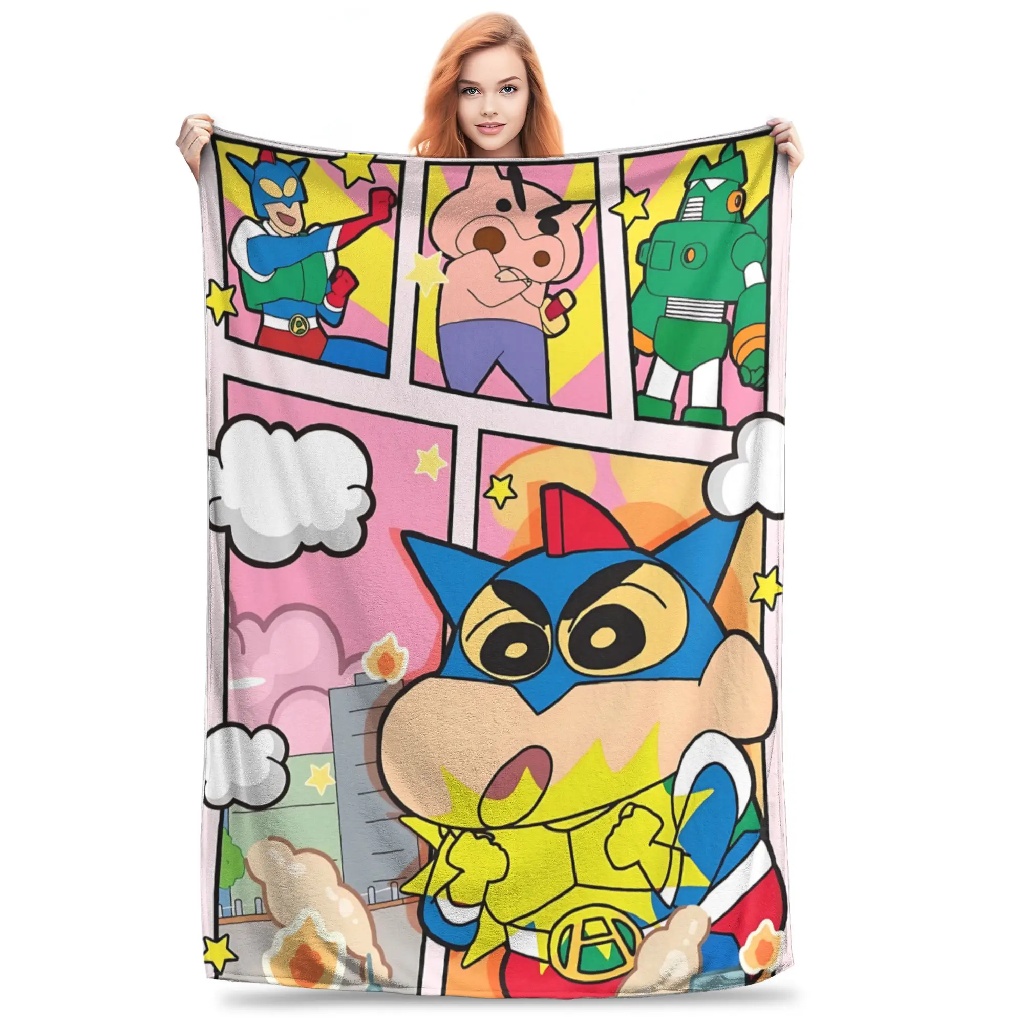 1PC home Cutecore Room Decor Crayon S Shin chan Blanket Throw Blanket  Novelty Warm Blanket All Season