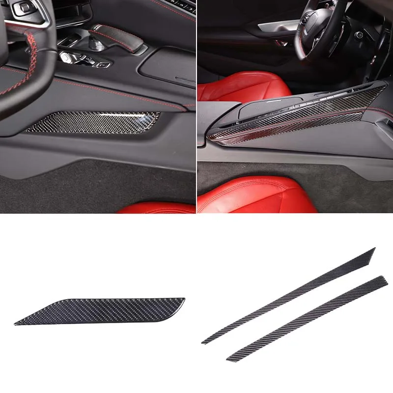 

Soft Carbon Fiber Central Control Gear Shift Side Panel Decor Strip Trim Stickers For Corvette C8 Stingray Z51 Z06 2020-2023